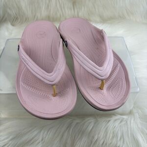 CROCS Pink Sandals with Textured Footbed and Metallic Accent